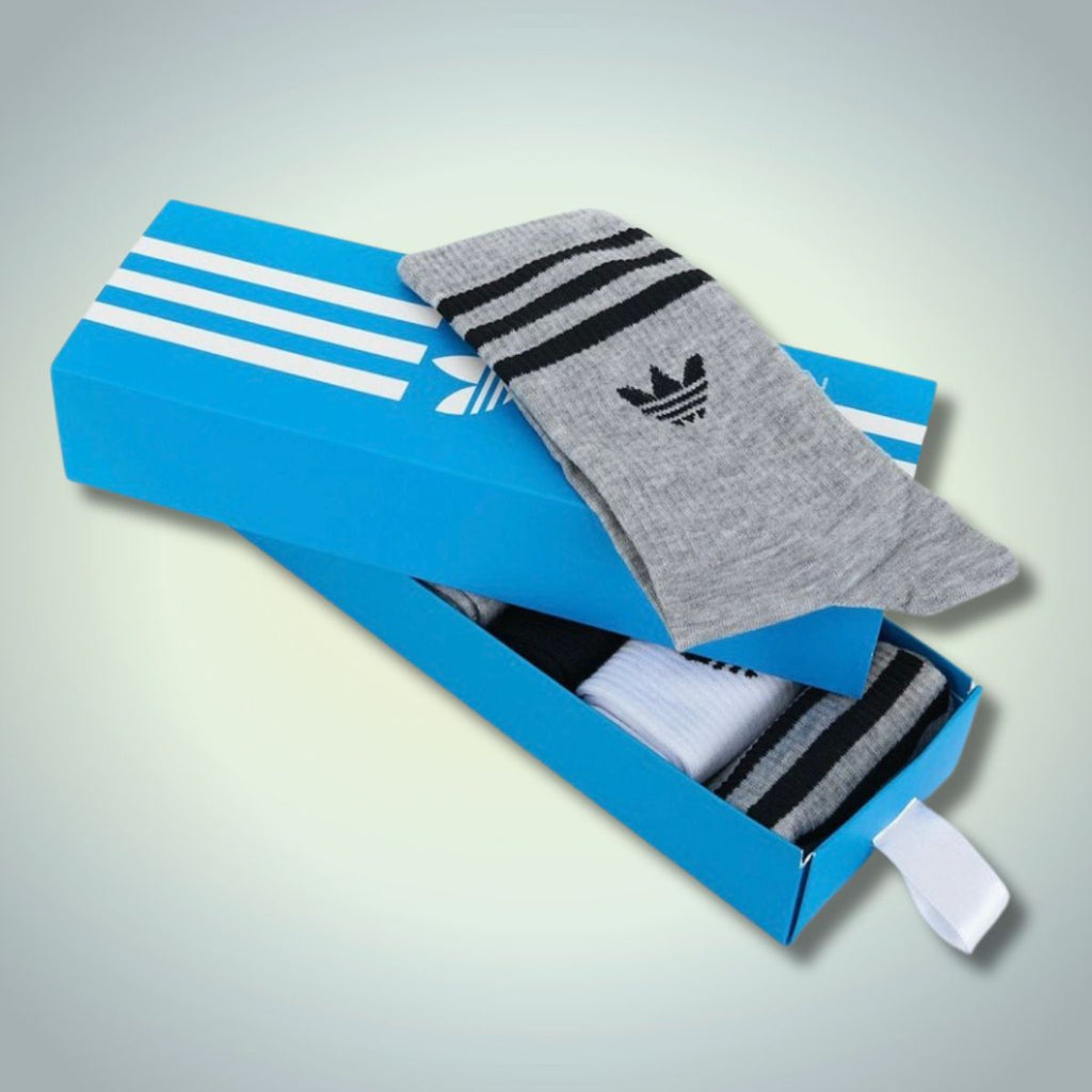 Adidas Sada 6 pánských dlouhých ponožek, 40-45. Černá, šedá, bílá. Prémiová kvalita