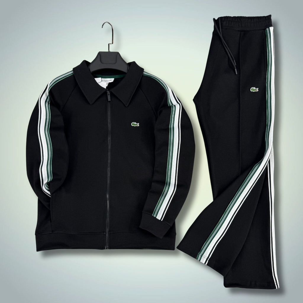 Lacoste pánská souprava, černá, s pruhy, Model 2026, prémiová kvalita