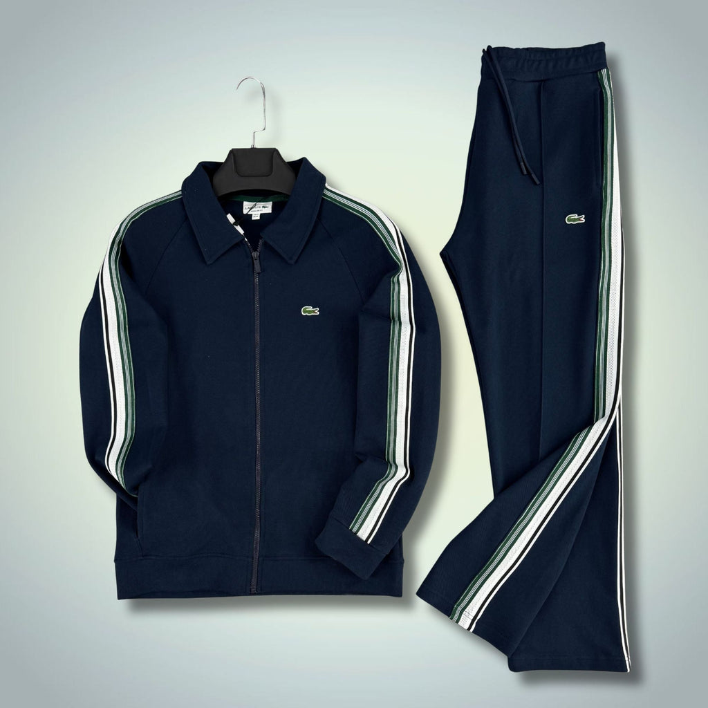 Lacoste pánská souprava, tmavě modrá, s pruhy, Model 2026, prémiová kvalita