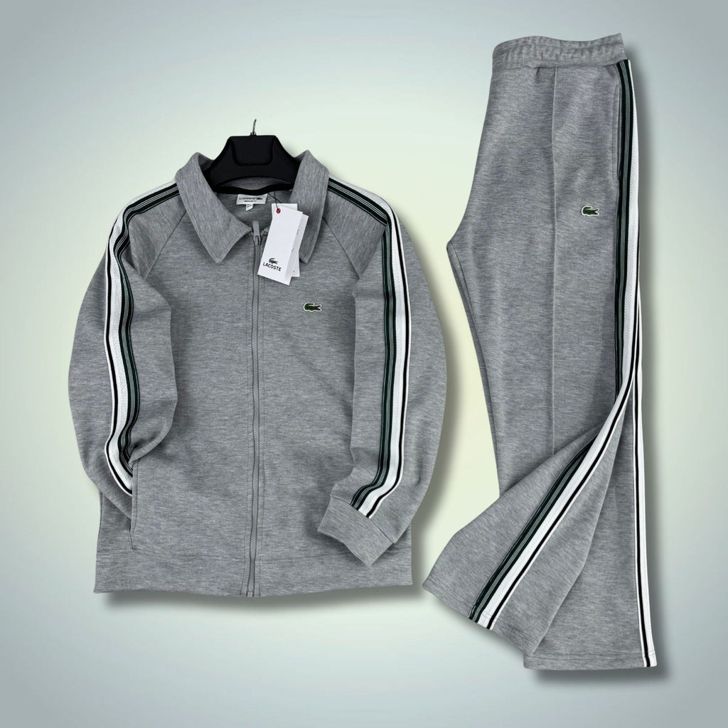 Lacoste pánská souprava, klasická šedá, s pruhy, Model 2026, prémiová kvalita