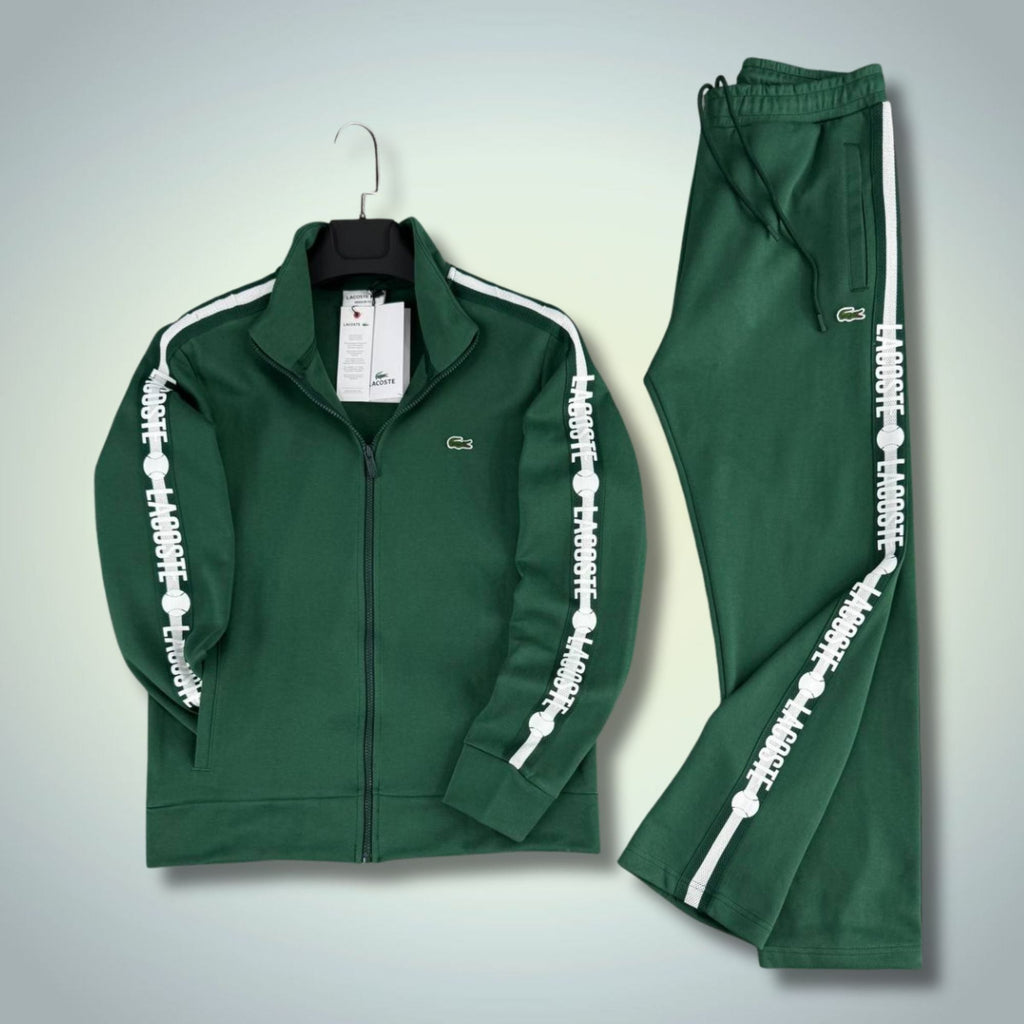 Lacoste pánská souprava, zelená, s tenisovými pruhy, prémiová kvalita