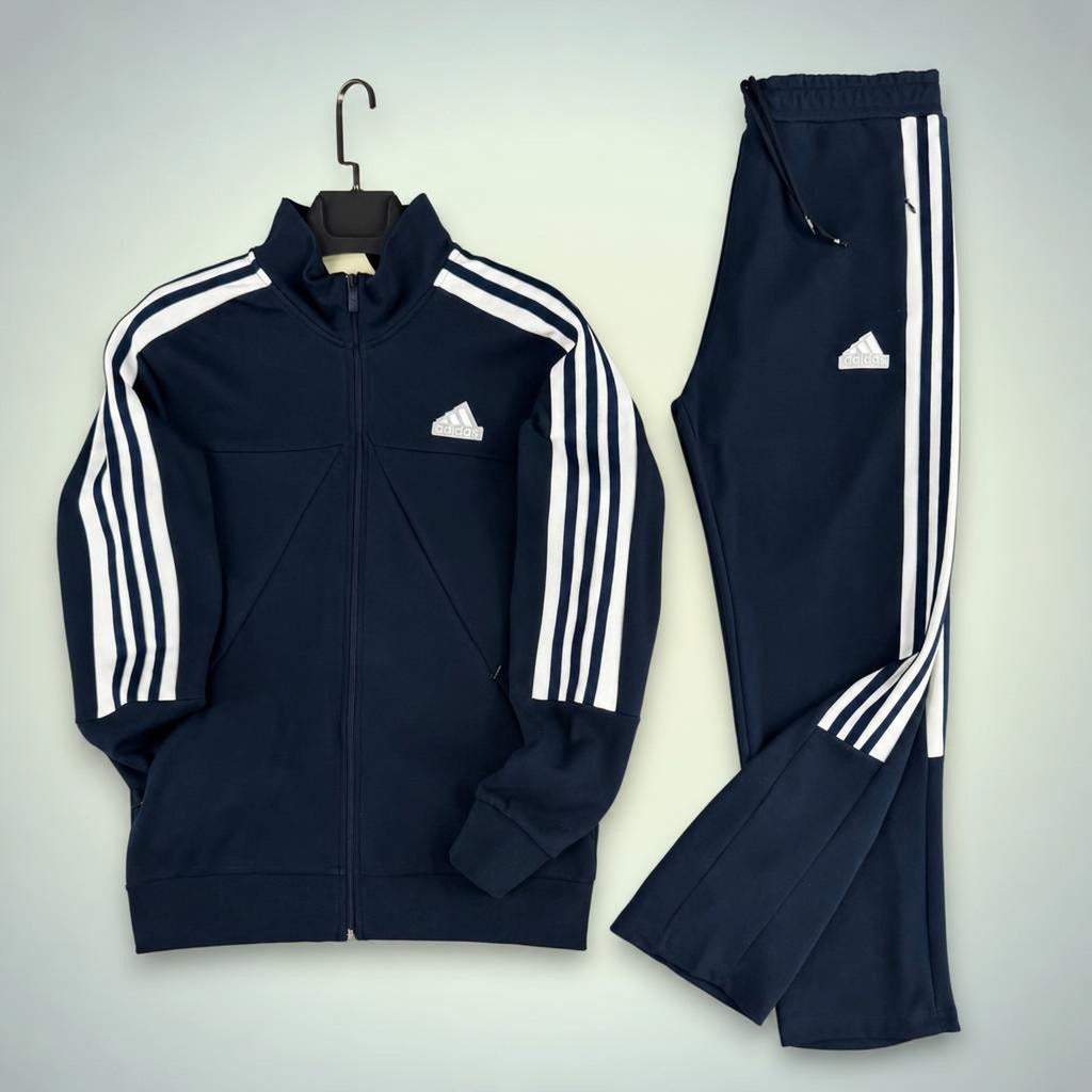 Adidas pánská sportovní souprava se třemi bílými pruhy, tmavě modrá. Prémiová kvalita