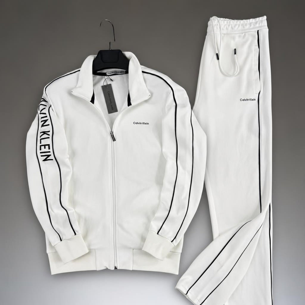 Calvin Klein pánská sportovní souprava s kontrastním lemem, bílá. Prémiová kvalita