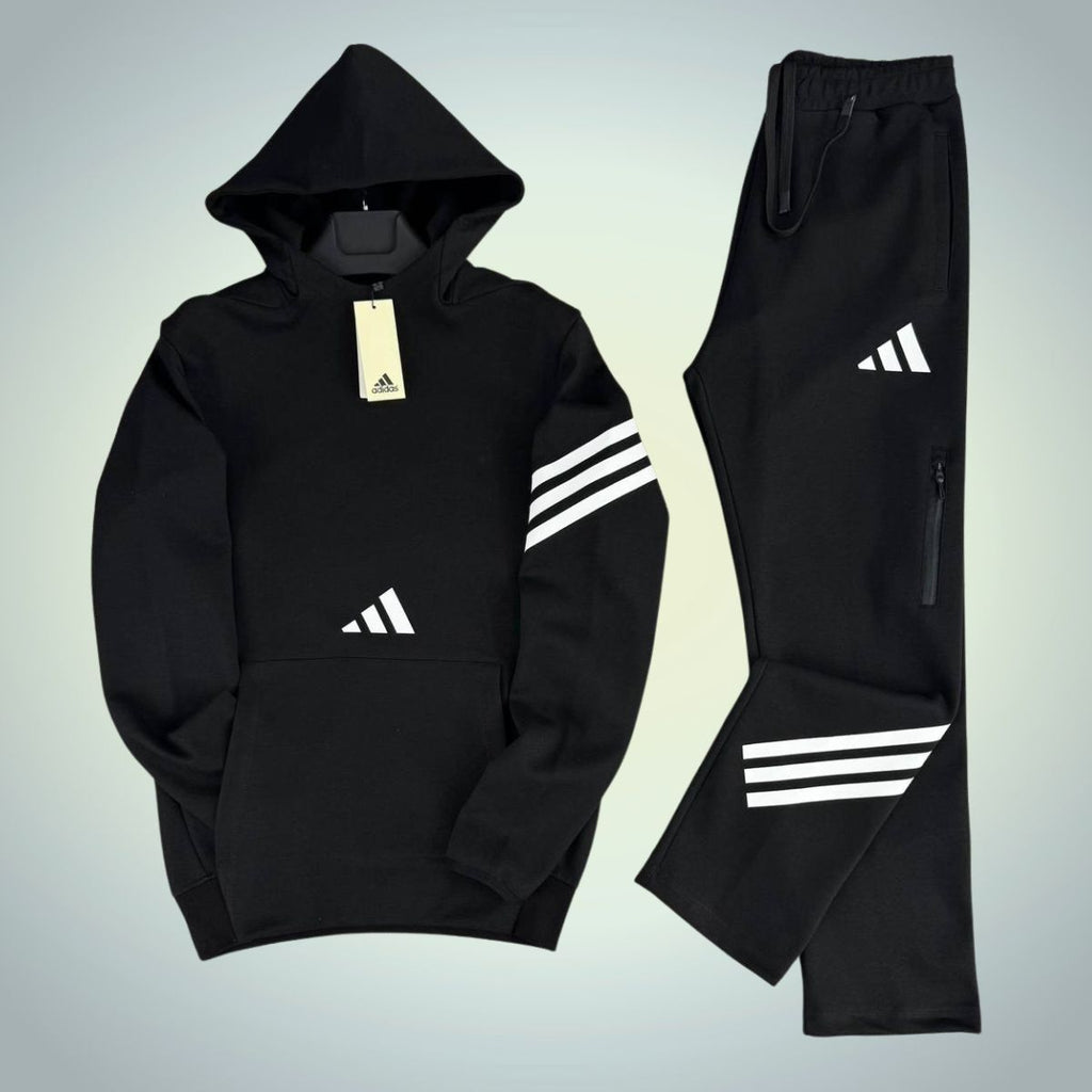 Pánská tepláková souprava s kapucí Adidas, černá. Prémiová kvalita