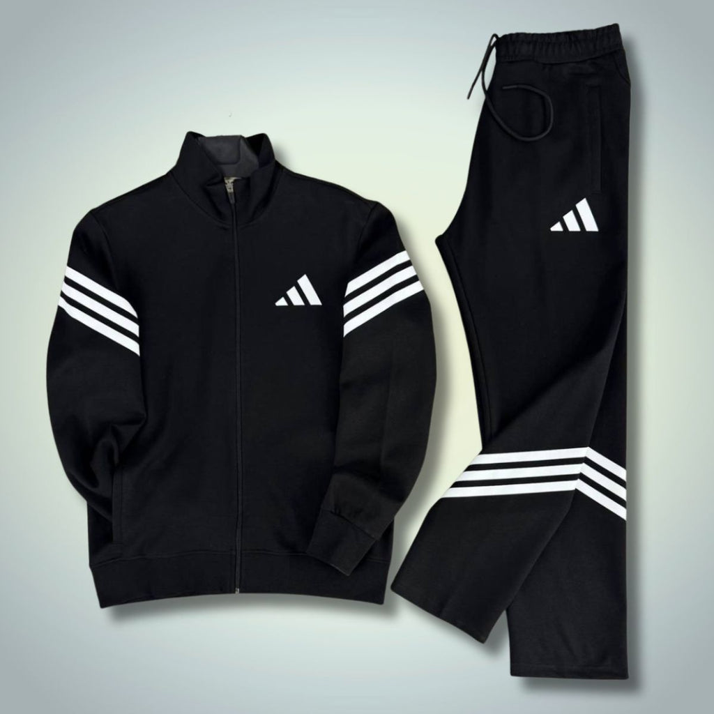 Adidas pánská tepláková souprava 2025, vertikální pruhy, černá. Prémiová kvalita