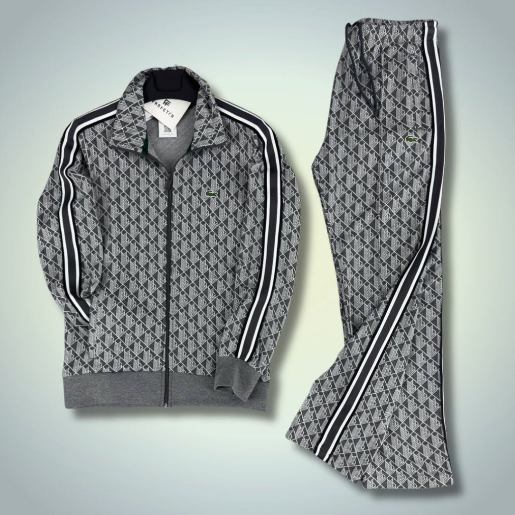 Lacoste pánská tepláková souprava Jacquard Monogram, grafitově šedá. Prémiová kvalita