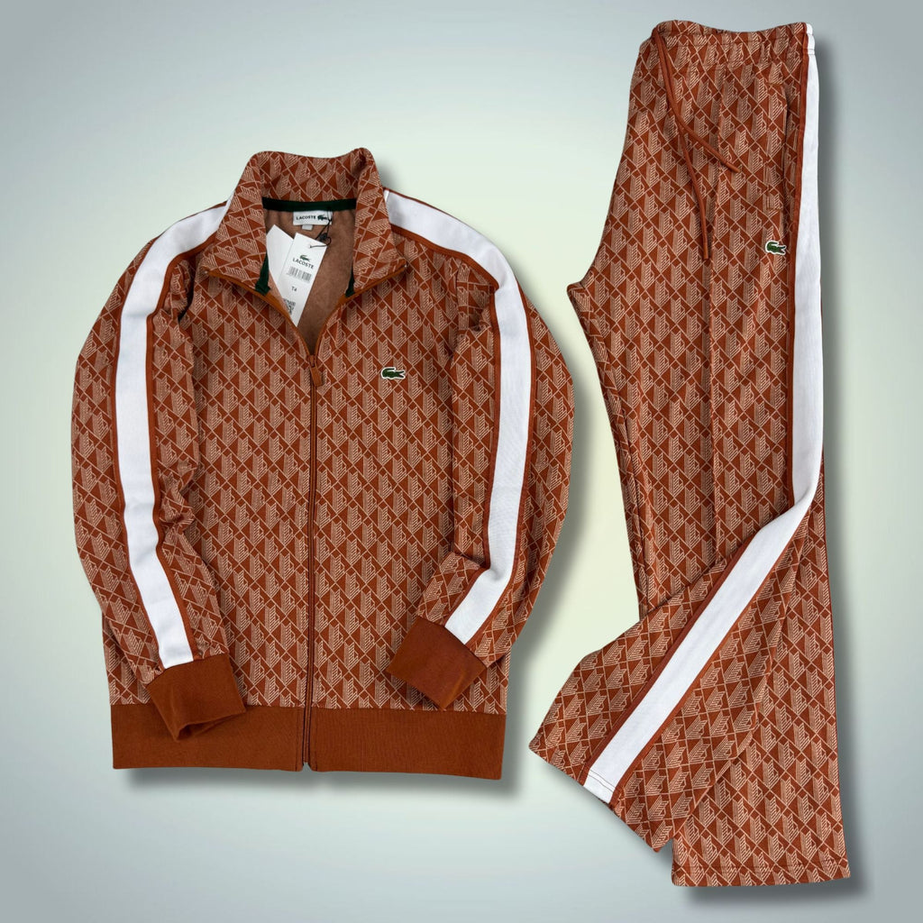 Pánská tepláková souprava Lacoste, Jacquard Monogram, béžová, Model 2025. Prémiová kvalita