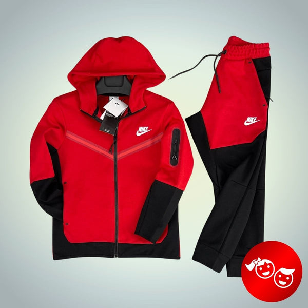 Dětská tepláková souprava Nike Tech Fleece, červená a černá. Prémiová kvalita