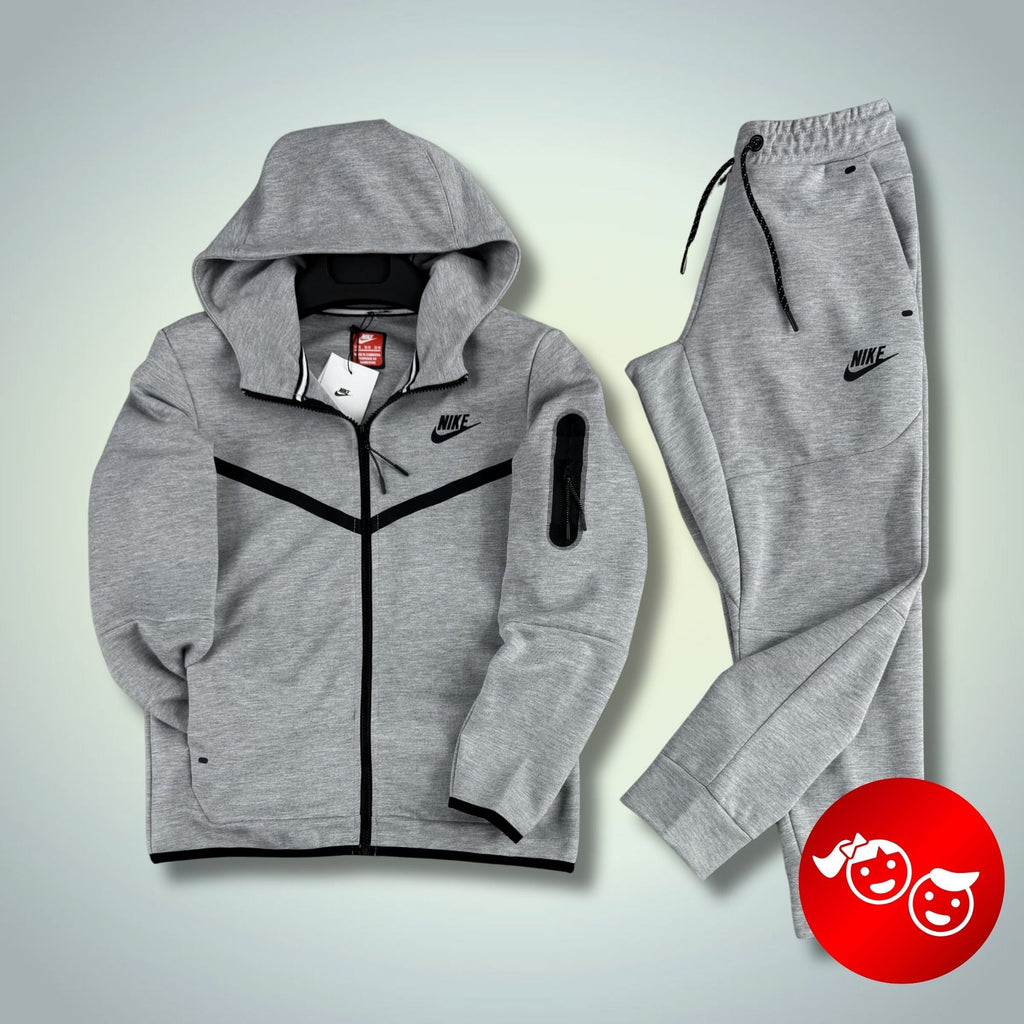 Dětský sportovní komplet Nike Tech Fleece, klasická šedá. 2024. Prémiová kvalita