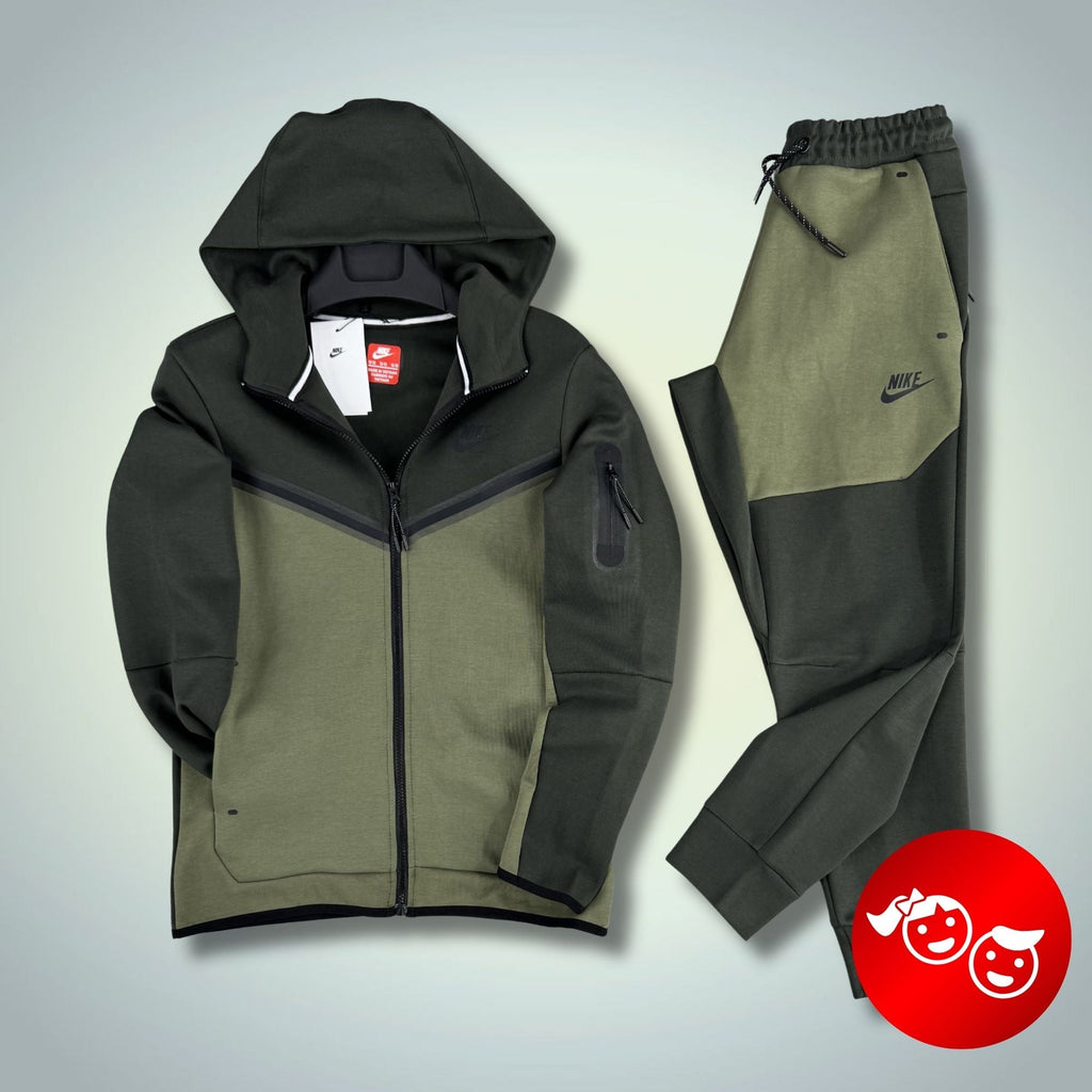 Nike Tech Fleece dětská sportovní souprava, tmavě zelená-olivově zelená. Premium kvalita