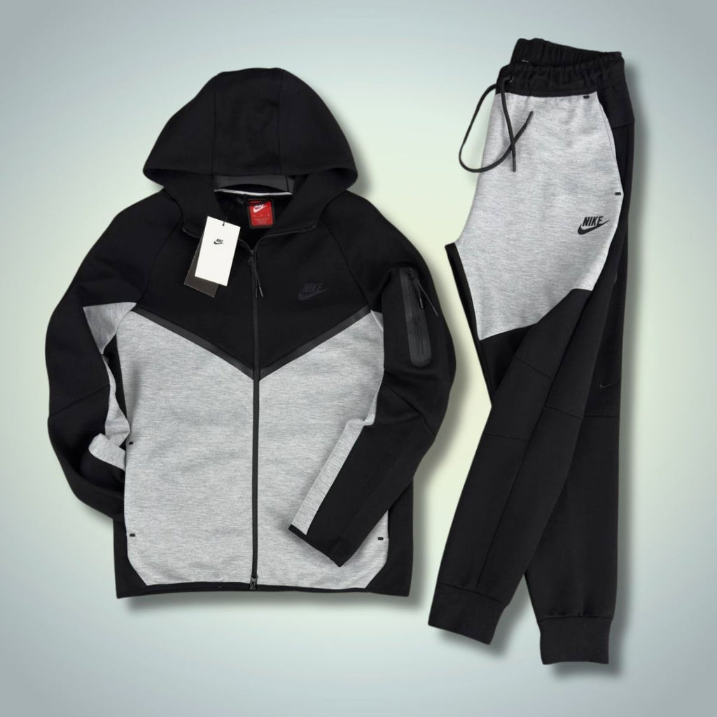 Pánská tepláková souprava Nike Tech Fleece, černá - klasická šedá. Model 2024. Prémiová kvalita