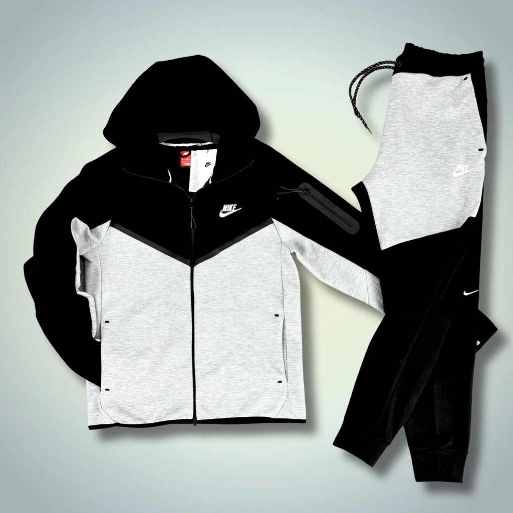 Pánská tepláková souprava Nike Tech Fleece, černá - klasická šedá. Model 2024. Prémiová kvalita