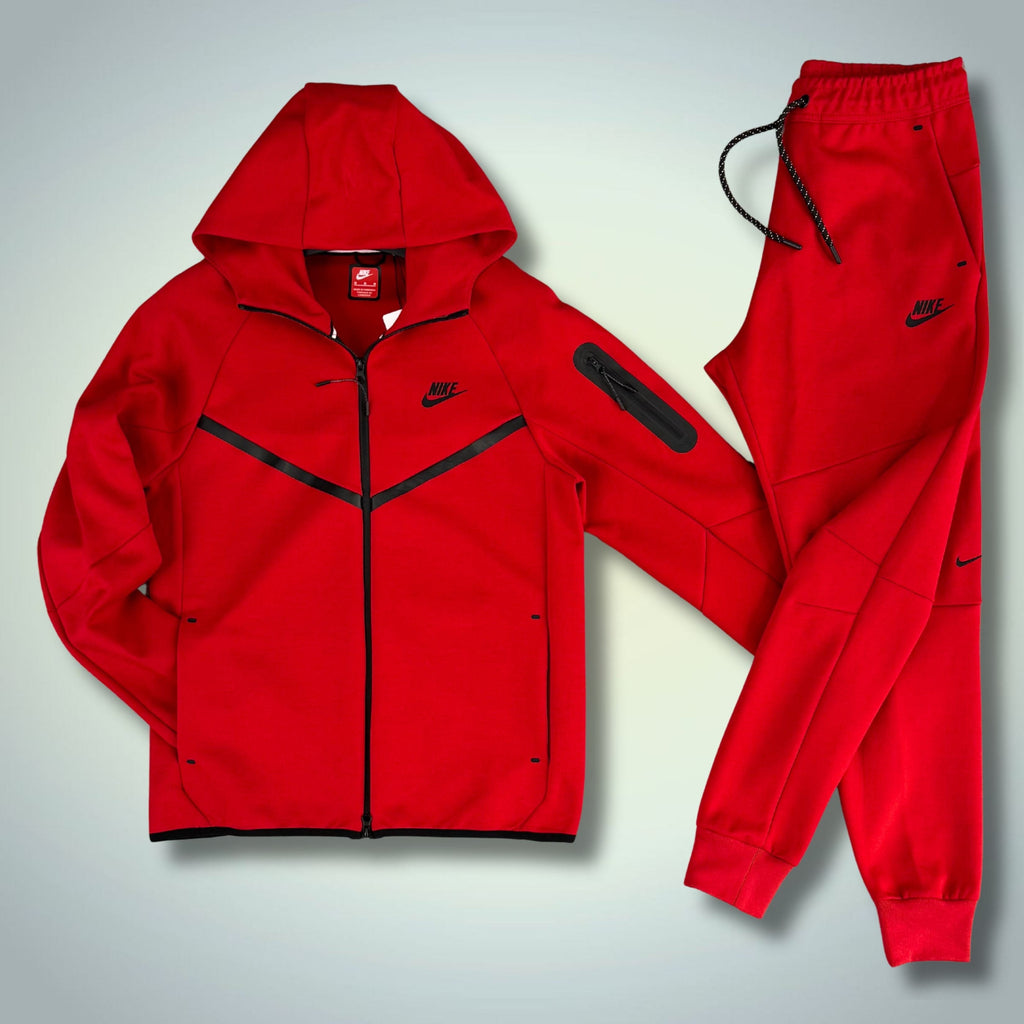Pánská tepláková souprava Nike Tech Fleece, červená, Model 2024. Prémiová kvalita