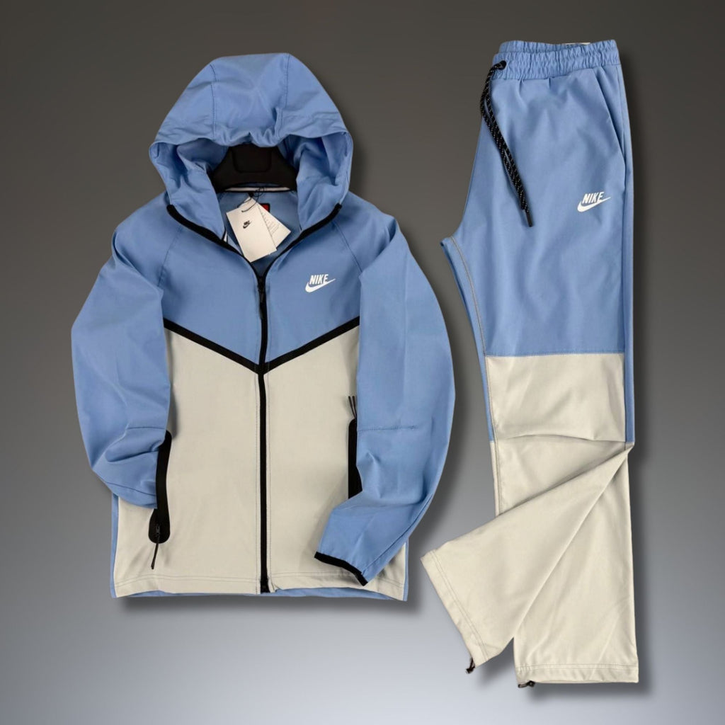 Nike Tech Fleece pánská nepromokavá sportovní souprava, modro-bílá. Prémiová kvalita