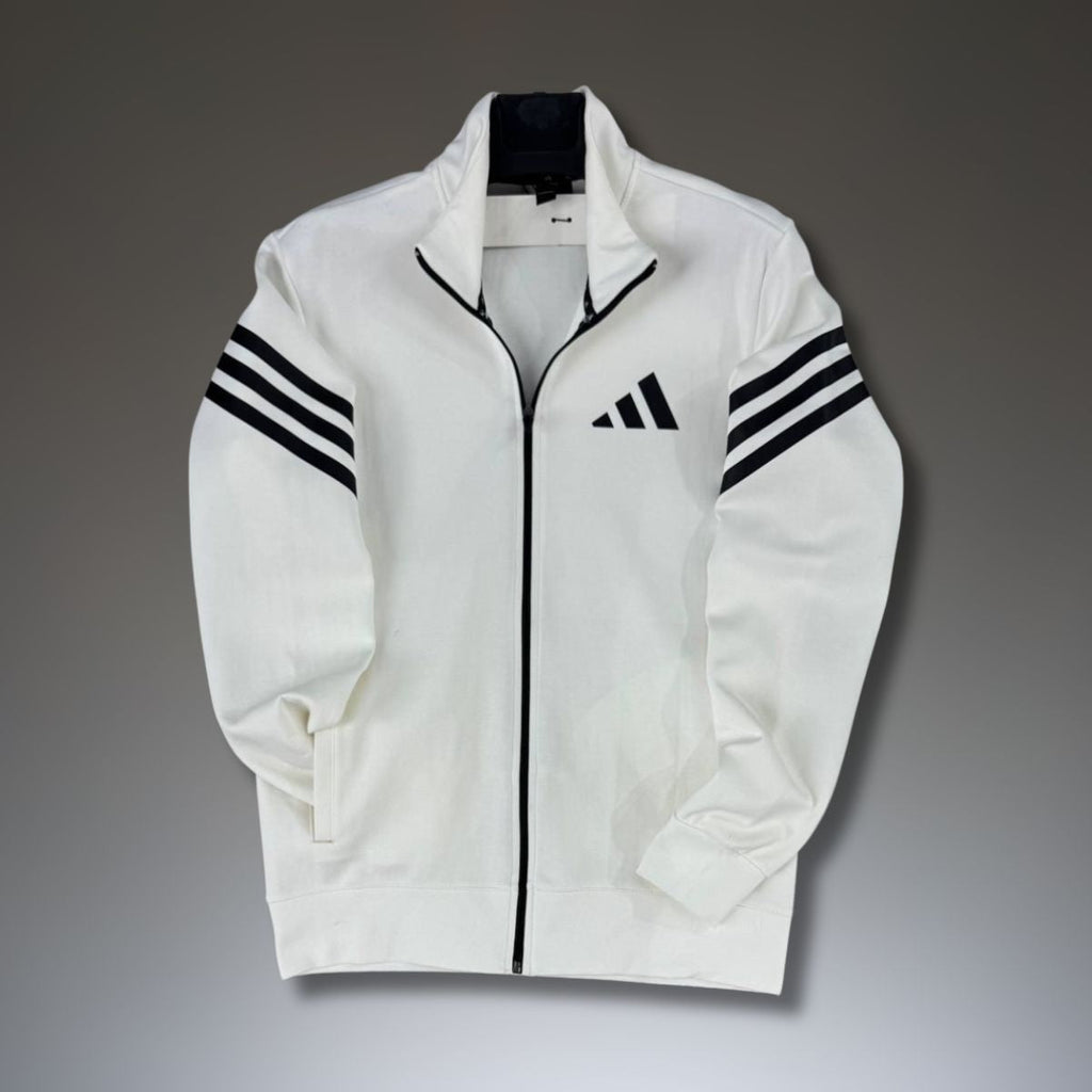 Pánská mikina Adidas, vertikální pruhy, bílá. Prémiová kvalita