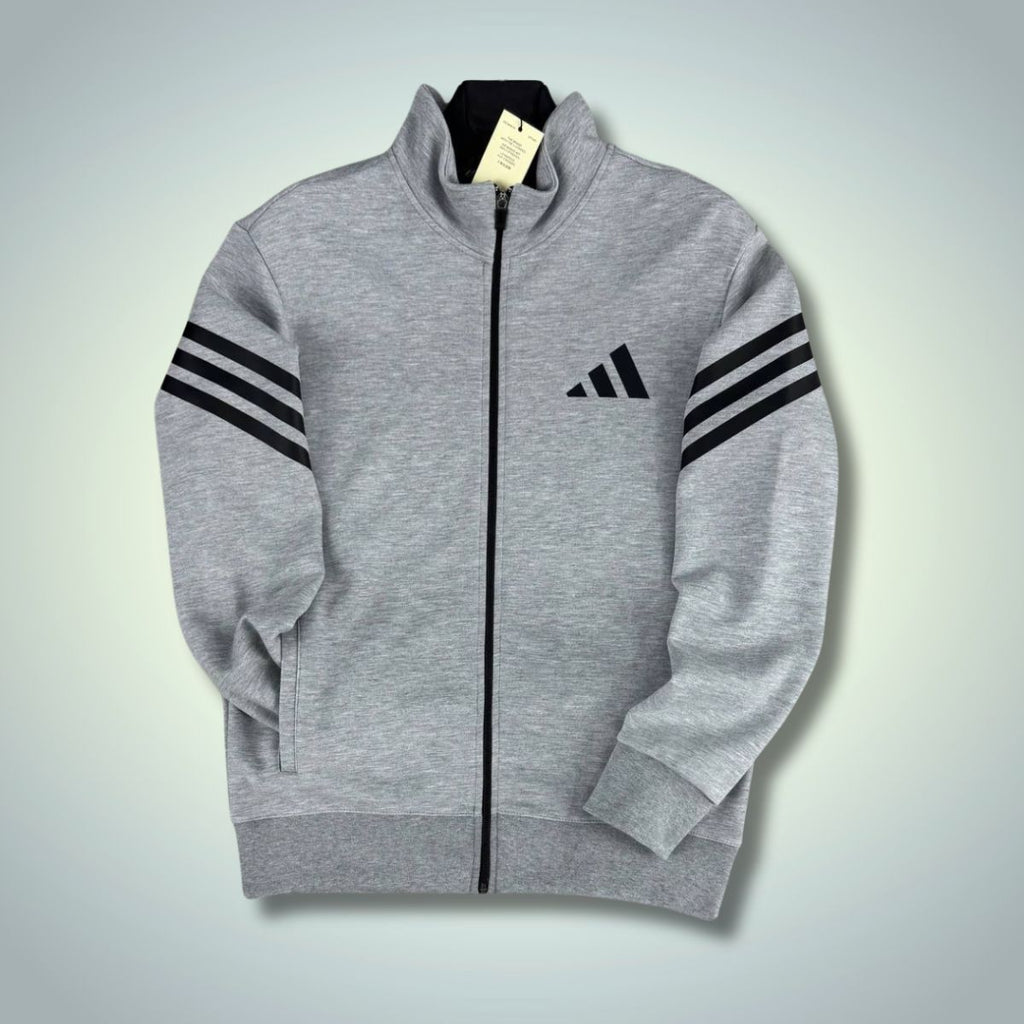 Pánská mikina Adidas, vertikální pruhy, klasická šedá. Prémiová kvalita