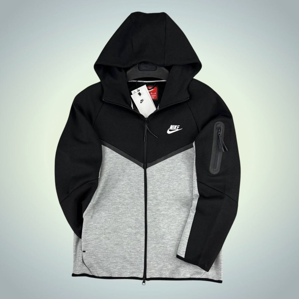 Pánská mikina Nike Tech Fleece, černá – klasická šedá, Model 2024. Prémiová kvalita