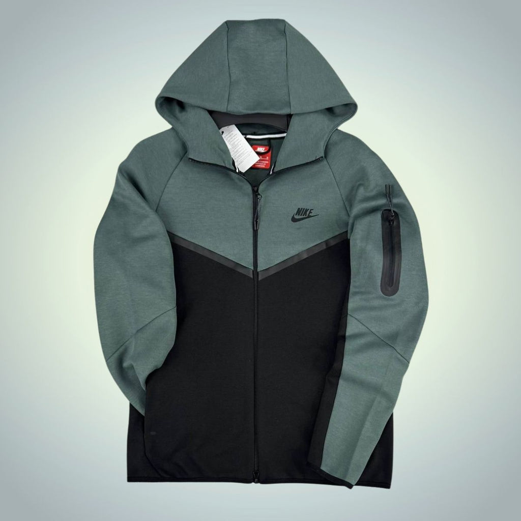 Pánská mikina Nike Tech Fleece, šalvějově zelená – černá, Model 2024. Prémiová kvalita