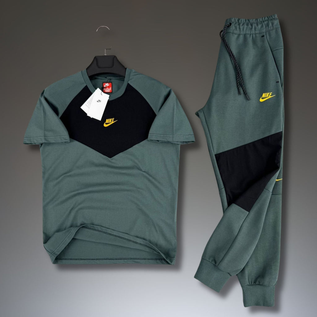 Nike Tech Fleece pánská letní sportovní souprava, zahradní zelená-černá. 2026. Prémiová kvalita