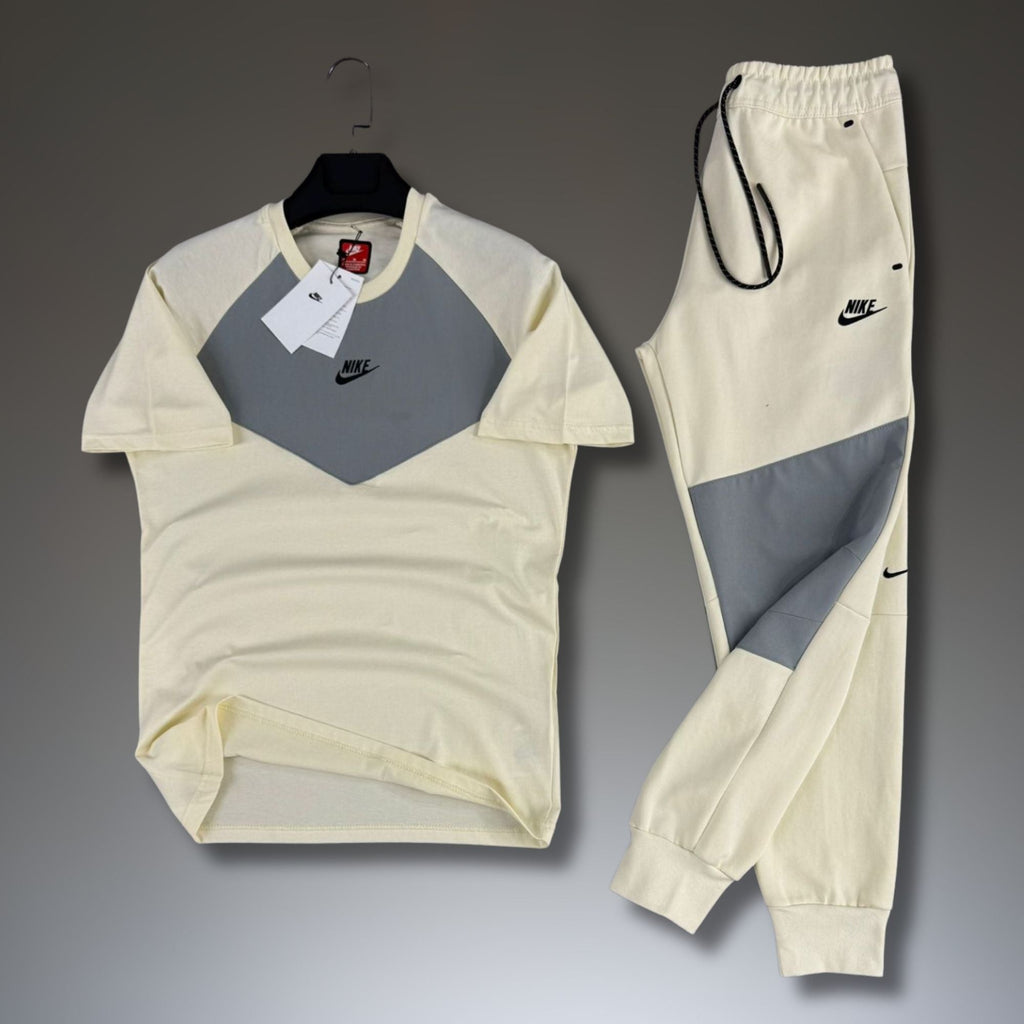 Nike Tech Fleece pánská letní sportovní souprava, špinavě bílá-šedá. 2026. Prémiová kvalita