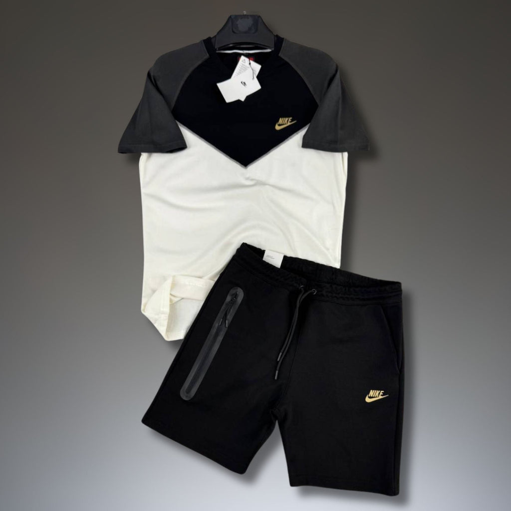 Nike Tech Fleece pánská krátká sportovní souprava, grafitovo-bílo-černá. Premium kvalita