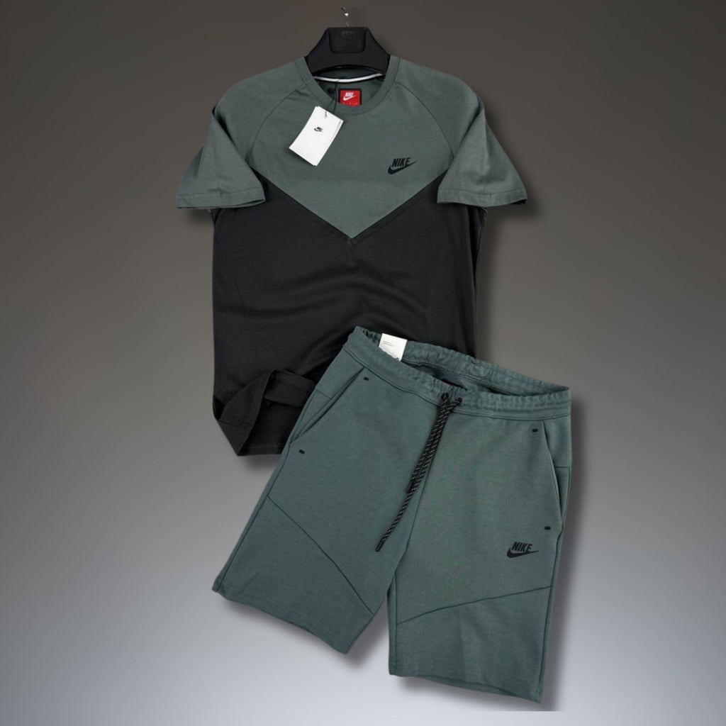 Nike Tech Fleece pánská krátká sportovní souprava, zahradní zelená-černá. Premium kvalita