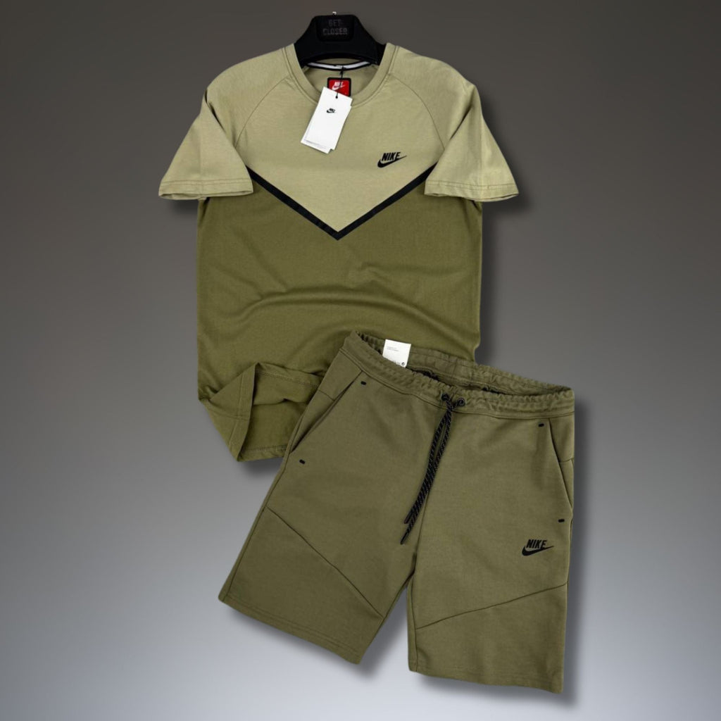 Nike Tech Fleece pánská krátká sportovní souprava, světle zelená-olivově zelená. Premium kvalita
