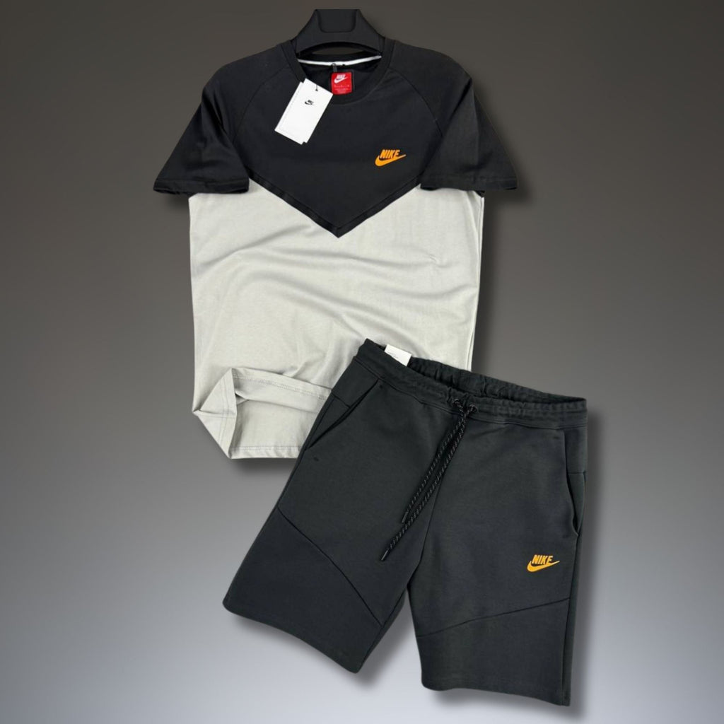 Nike Tech Fleece pánská krátká sportovní souprava, grafitovo-béžová. Premium kvalita