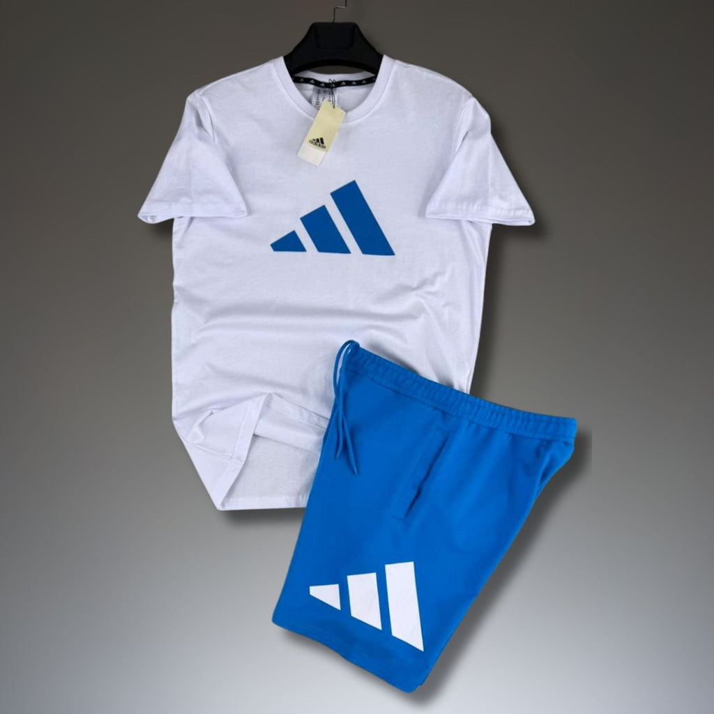 Adidas pánský krátký sportovní set, bílo-modrý. Premium kvalita