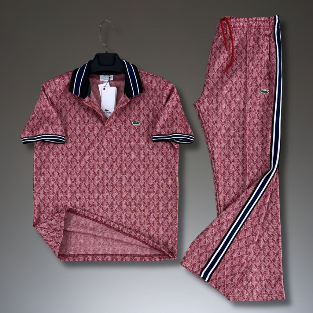 Lacoste pánský letní sportovní set, Jacquard polo, červený. Premium kvalita