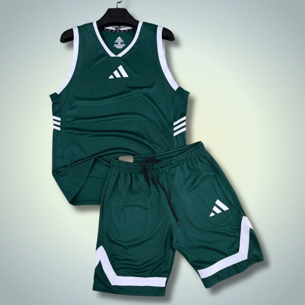 Adidas pánský krátký sportovní set s tílkem, zelený. Dri-Fit. Premium kvalita