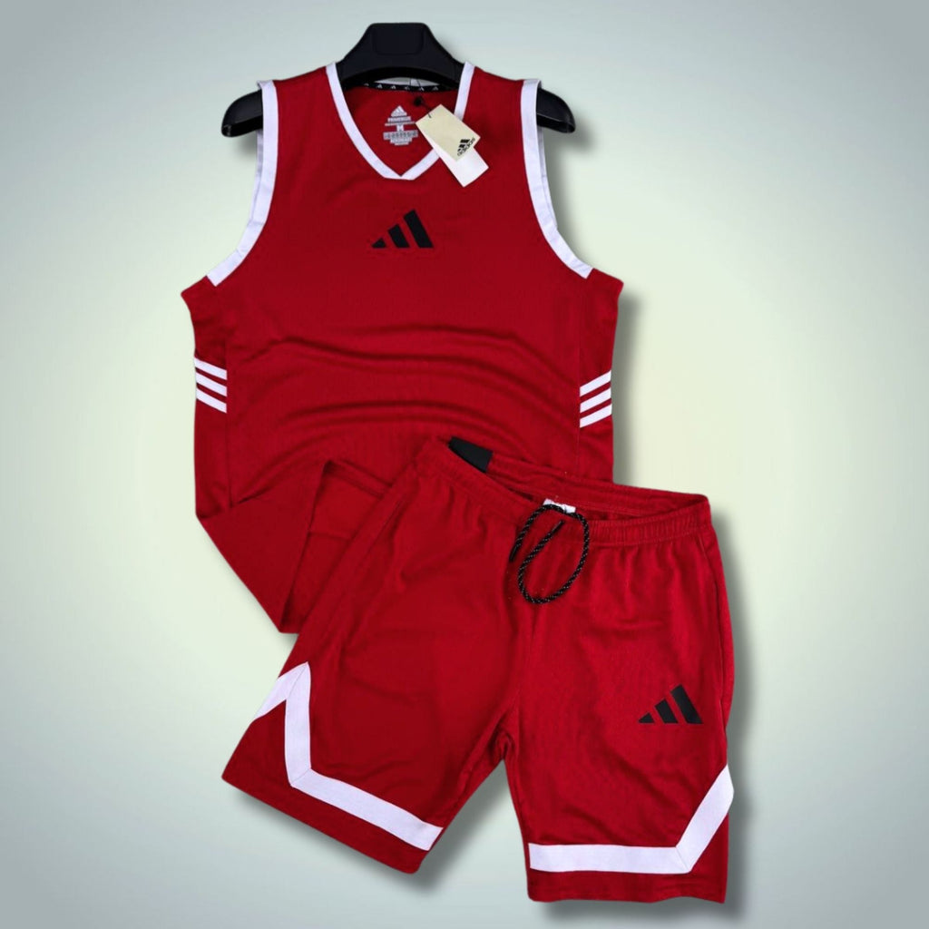 Adidas pánský krátký sportovní set s tílkem, červený. Dri-Fit. Premium kvalita