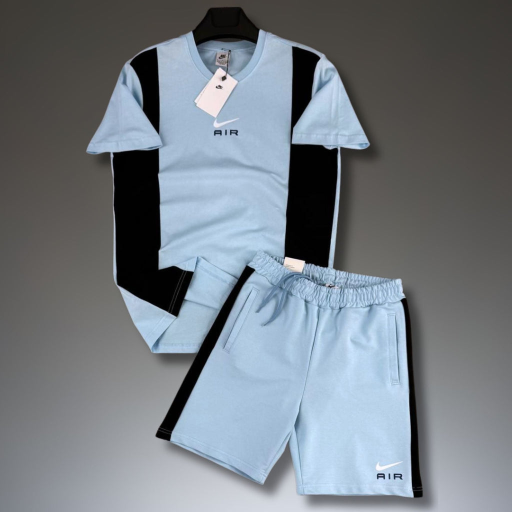 Nike Air pánský krátký sportovní set, světle modro-černý. Premium kvalita