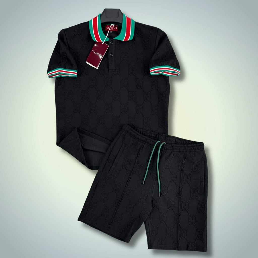 Gucci pánský krátký sportovní set, s polo, černý. Premium kvalita