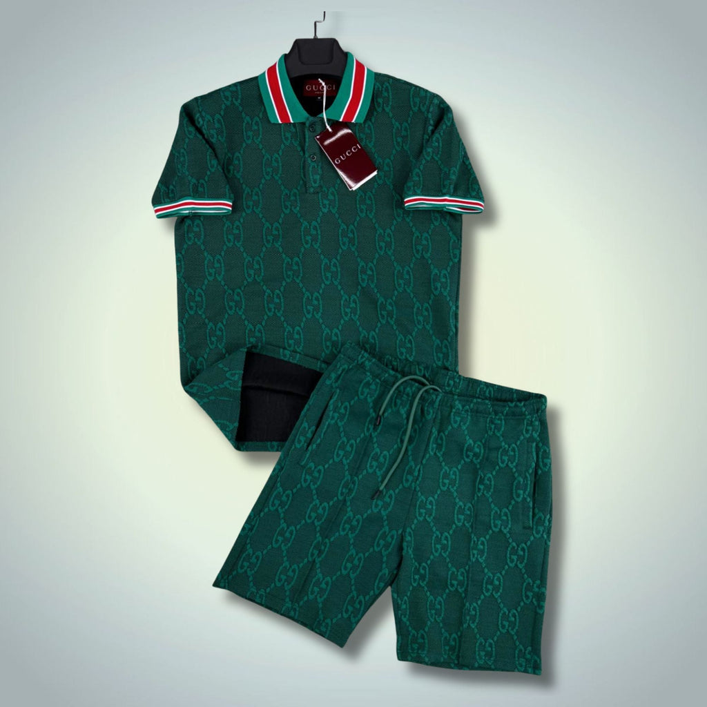 Gucci pánský krátký sportovní set, s polo, zelený. Premium kvalita