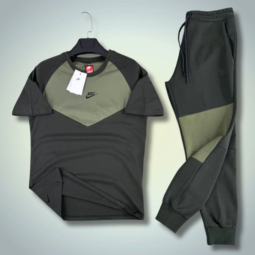Nike Tech Fleece pánský letní sportovní set, tmavě zelený-olivově zelený. 2026. Premium kvalita