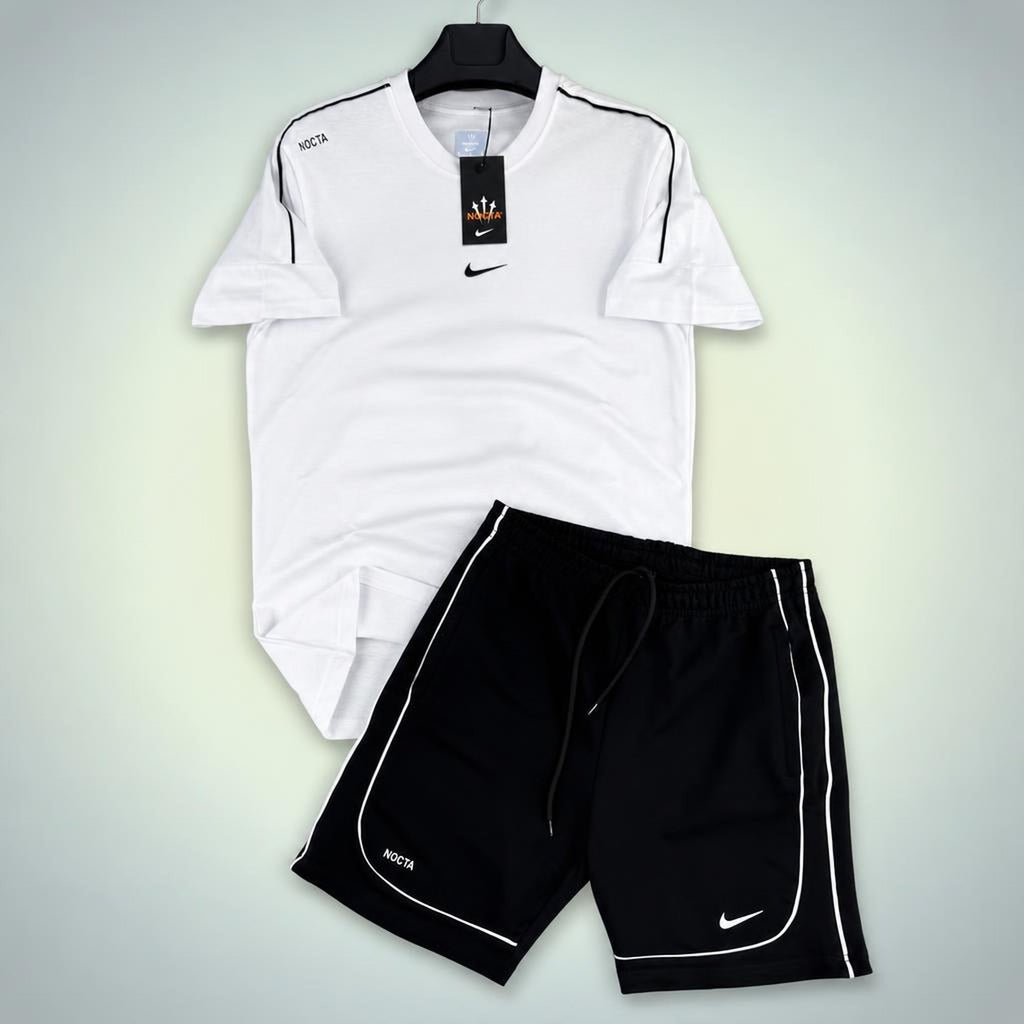 Nike Nocta pánská krátká sportovní souprava, bílo-černá. Premium kvalita