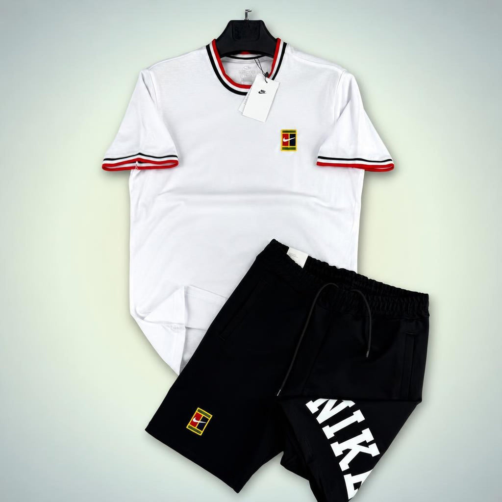 Nike Tennis pánská krátká sportovní souprava, bílo-černá. Premium kvalita