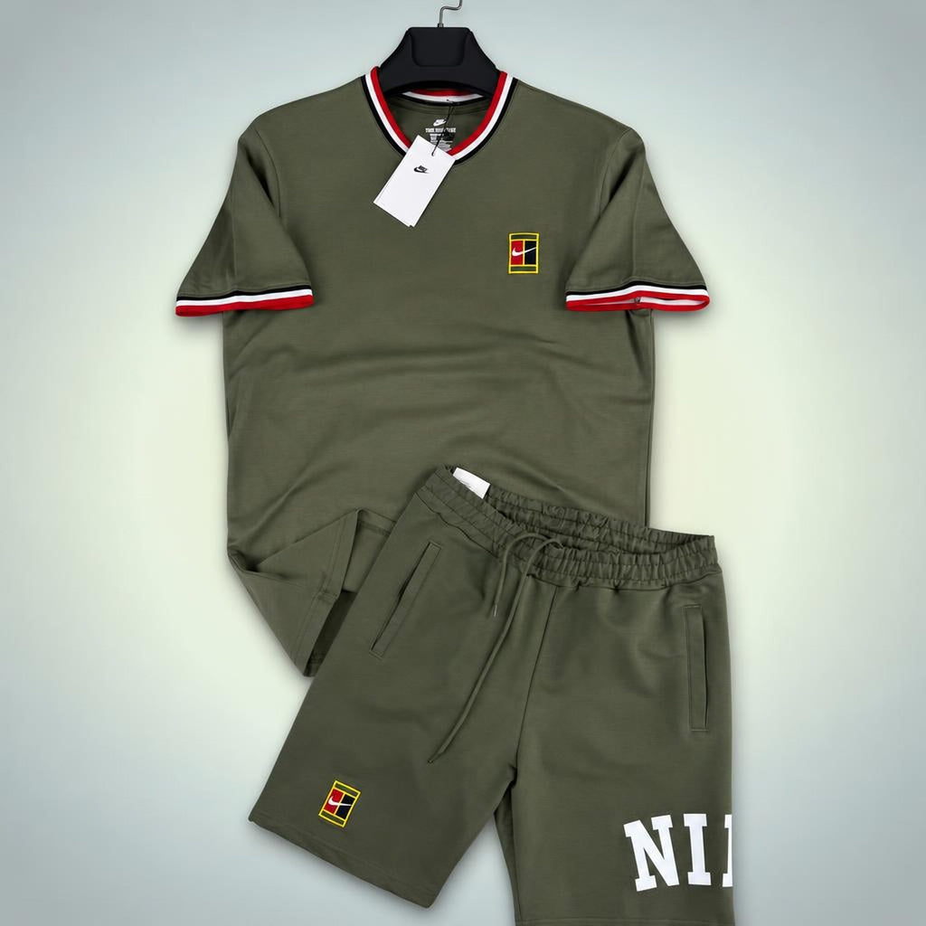 Nike Tennis pánská krátká sportovní souprava, olivově zelená. Premium kvalita