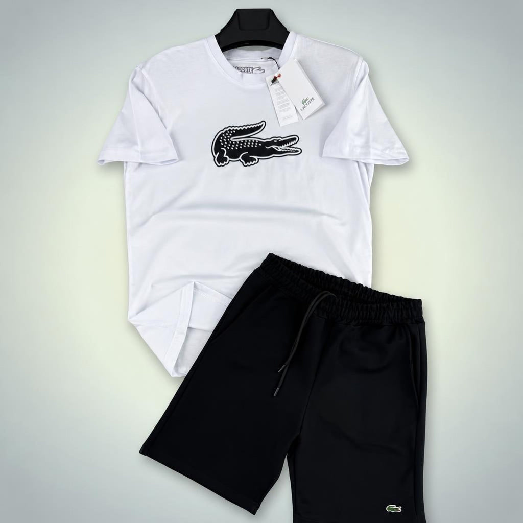 Lacoste Big Logo pánská krátká sportovní souprava, bílo-černá. Premium kvalita