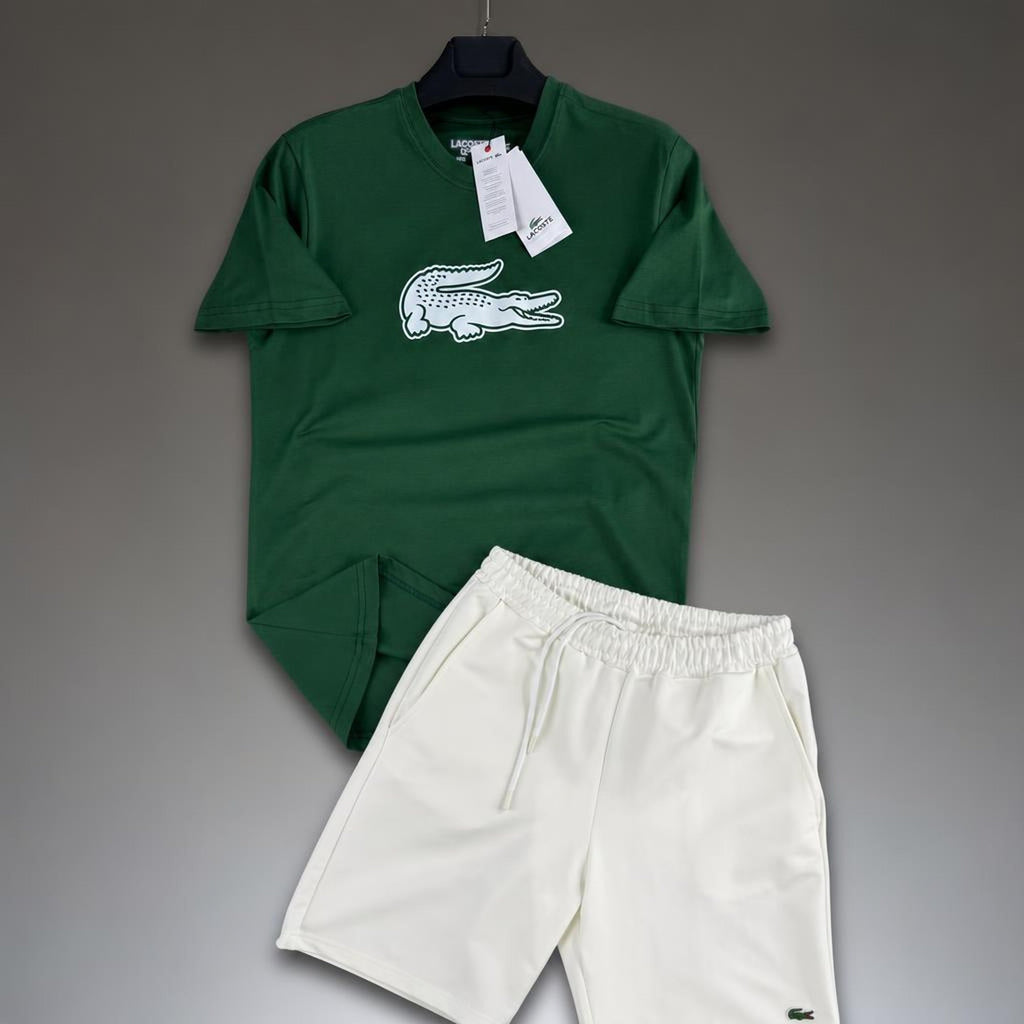 Lacoste Big Logo pánská krátká sportovní souprava, zelená a bílá. Premium kvalita