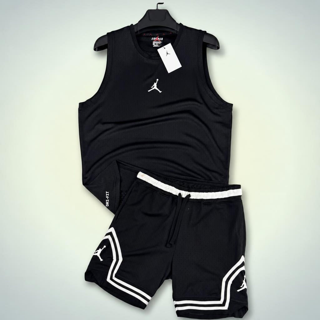 Jordan pánský krátký sportovní set s tílkem, černá. Dri-Fit. Premium kvalita