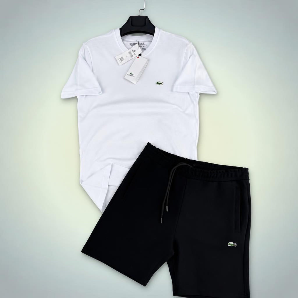 Lacoste Classic pánská krátká sportovní souprava, bílo-černá. Premium kvalita