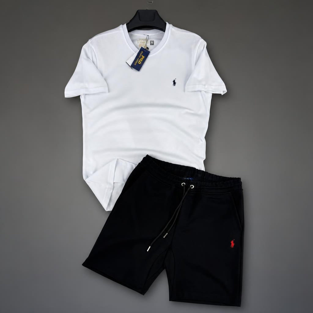 Ralph Lauren Classic pánská krátká sportovní souprava, bílo-černá. Premium kvalita