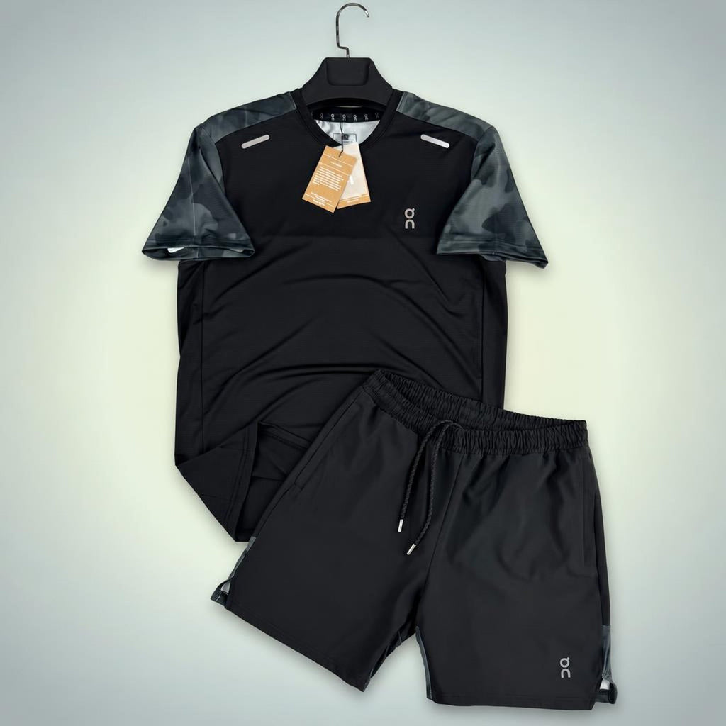 ON Military pattern pánská krátká sportovní souprava, černá. Premium kvalita