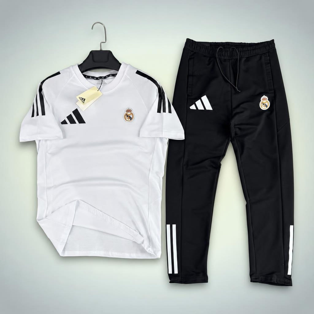 Adidas Real Madrid pánská letní sportovní souprava, bílo-černá. Prémiová kvalita
