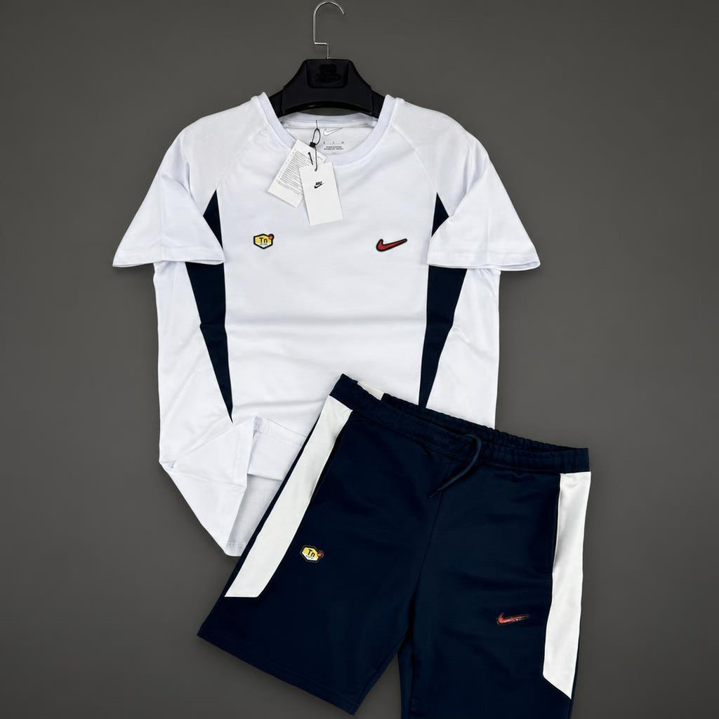 Nike TN pánská krátká sportovní souprava, bílo-tmavomodrá. Premium kvalita