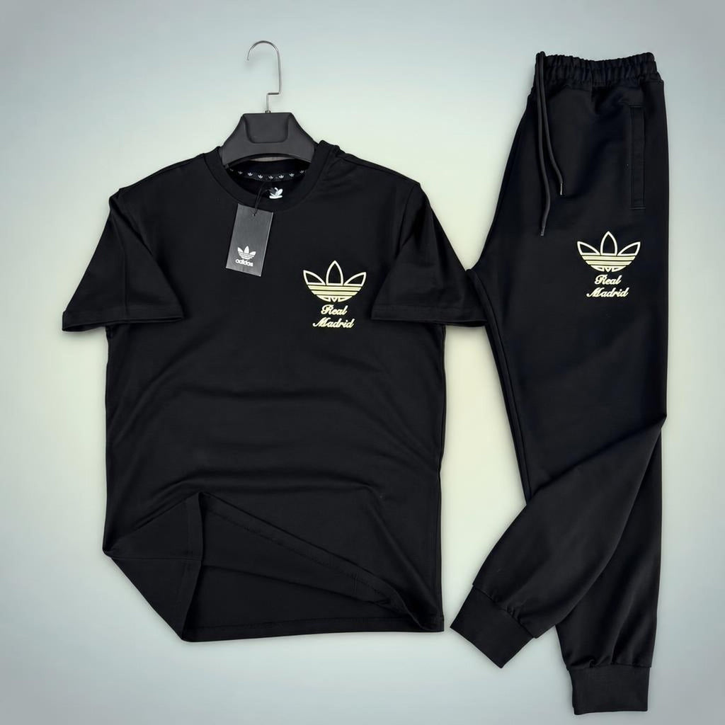 Adidas Real Madrid Street style pánská letní sportovní souprava, černá. Prémiová kvalita