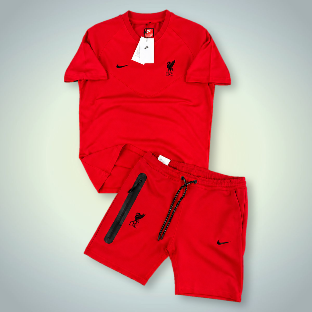 Nike Tech Fleece Liverpool pánská souprava s kraťasy, červená. Prémiová kvalita