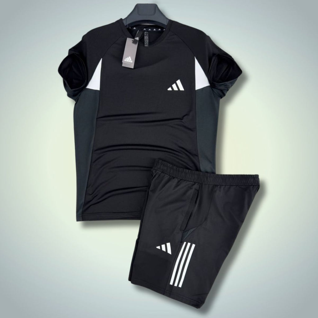 Adidas pánská sportovní souprava s kraťasy, černá. Prémiová kvalita
